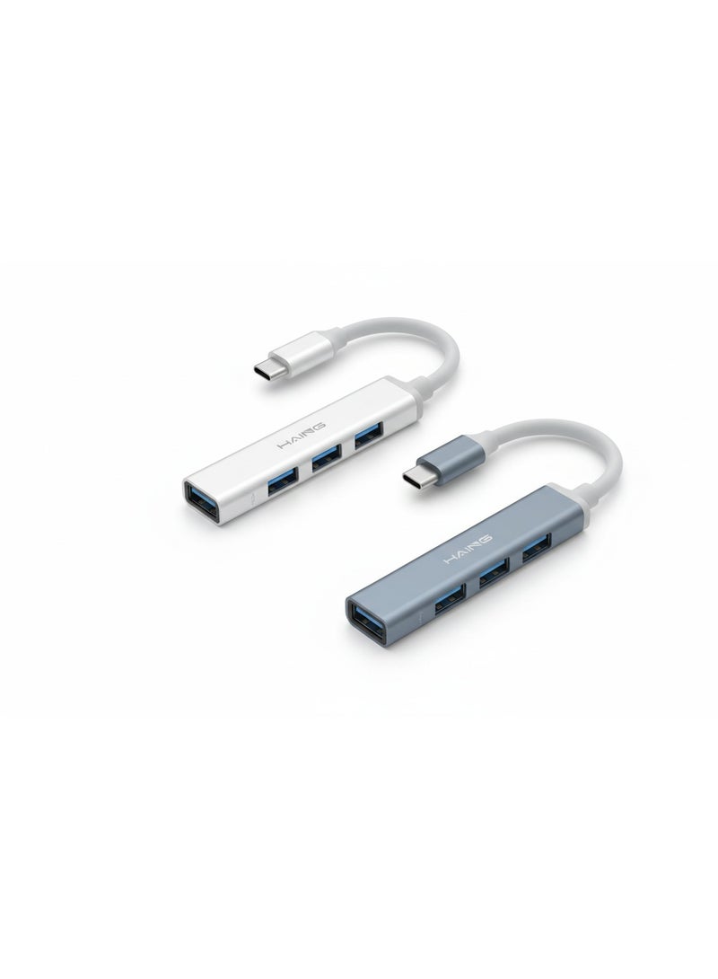 موزع بيانات USB 3.0 عالي السرعة بأربعة منافذ من HAING - موزع بيانات رفيع من سبائك الألومنيوم لأجهزة MacBook وSurface والكمبيوتر الشخصي